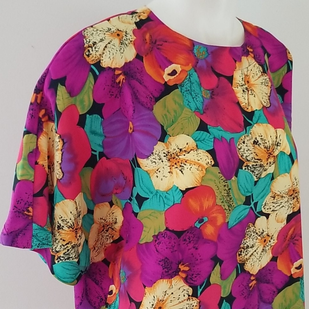Vintage Martinique Vivid Multicolor Floral Blouse